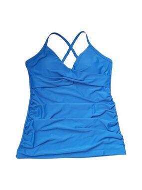 RELLECIGA Royal Blue Tankini Top Large Adjustable Straps Built-in Soft Cup Bra